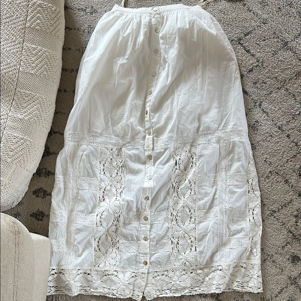 Cleobella White Smocked Midi Skirt